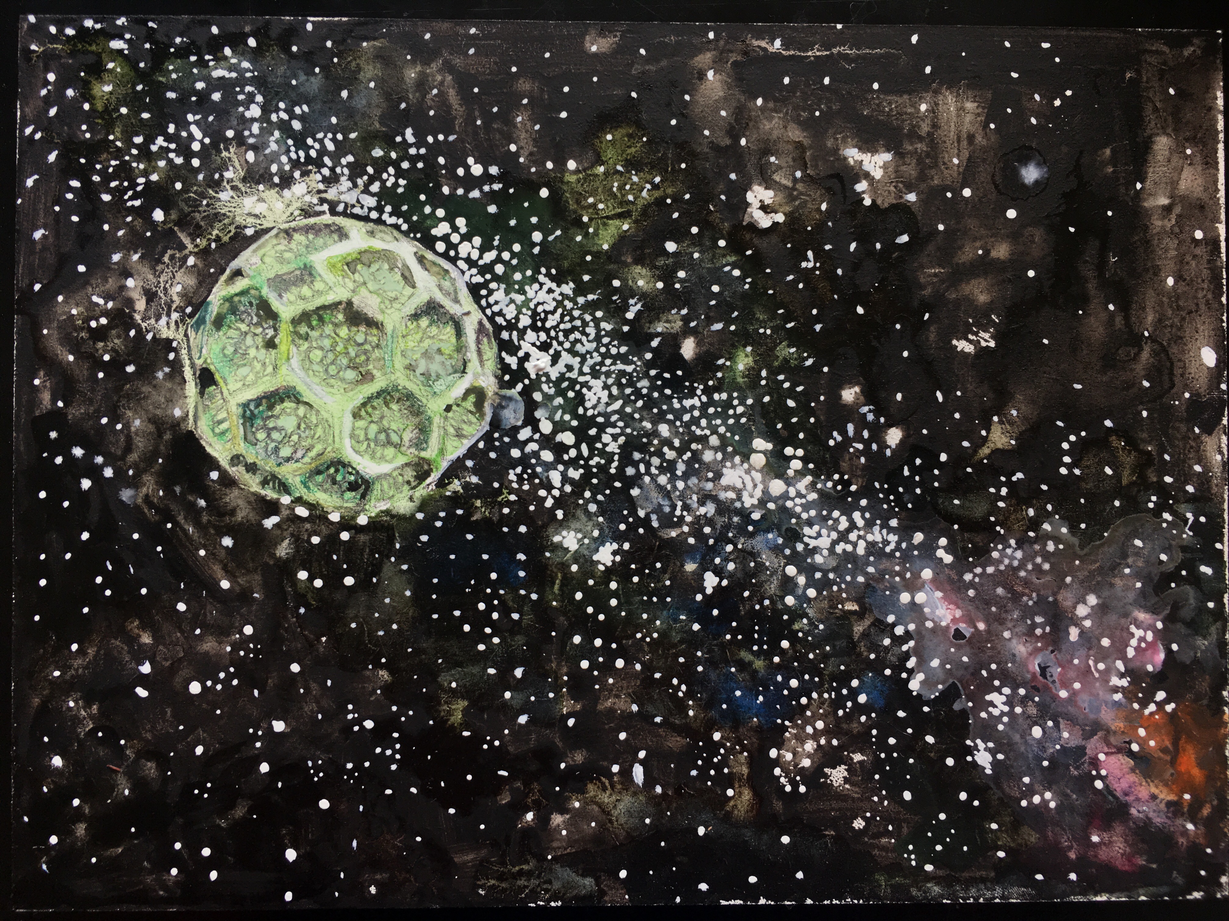 skica: pelod 1, akvarel in gvaš na lesu, 16 x 21 cm, 2017