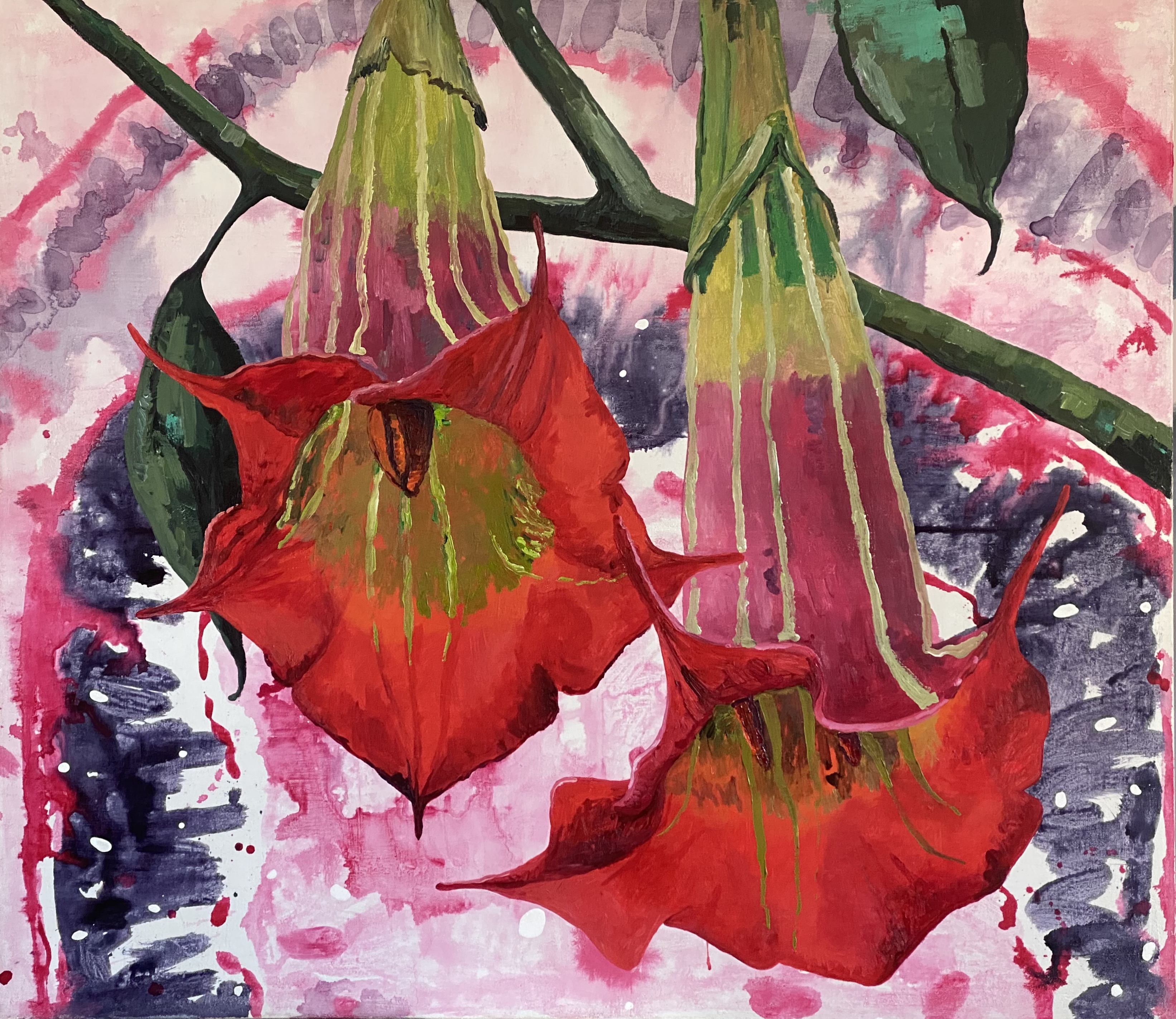 Datura, 160 x 140 cm, akril na platnu, 2021