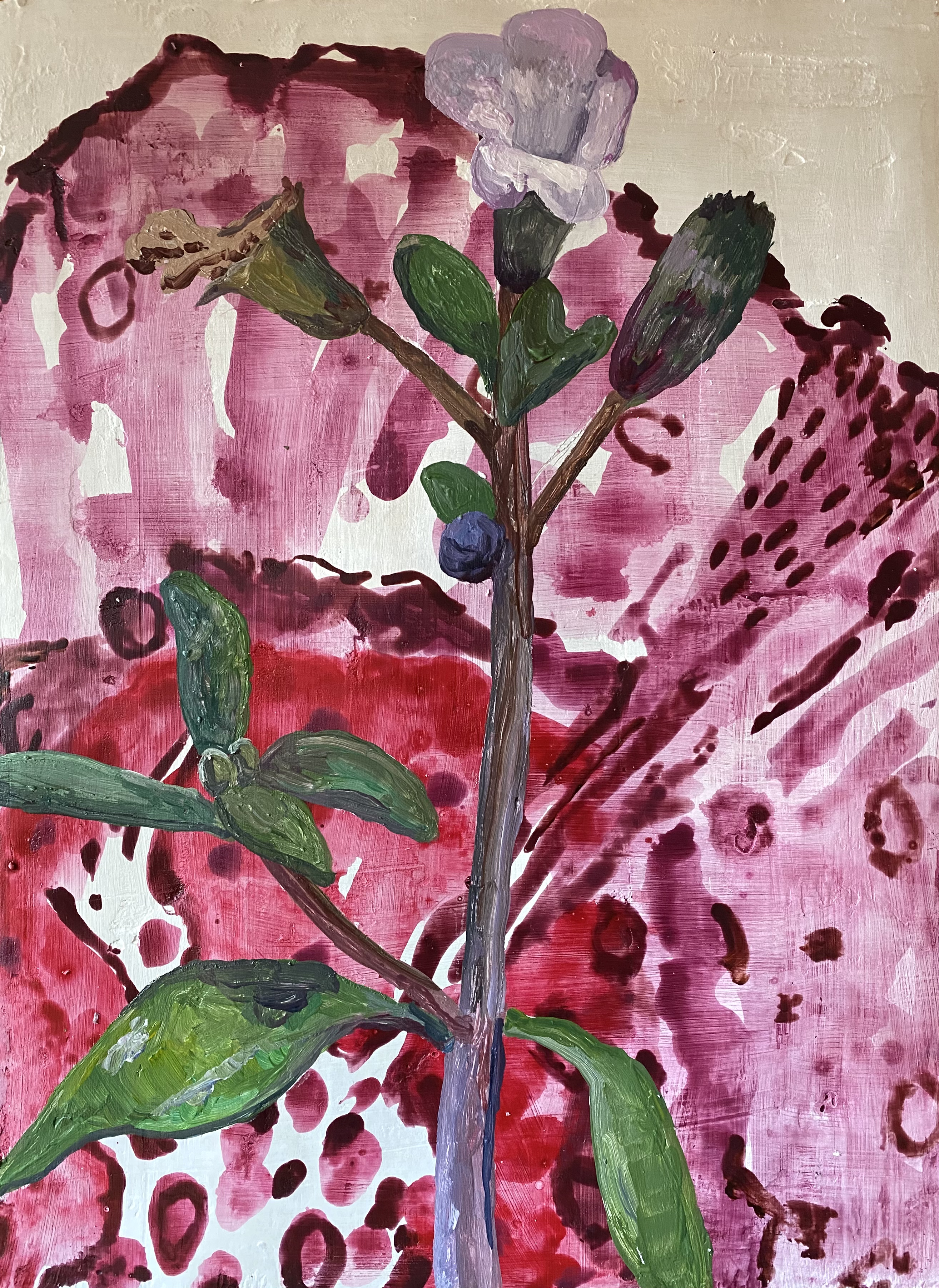 Materina dušica, gips in akril na platnu, 30 x 40cm, 2021
