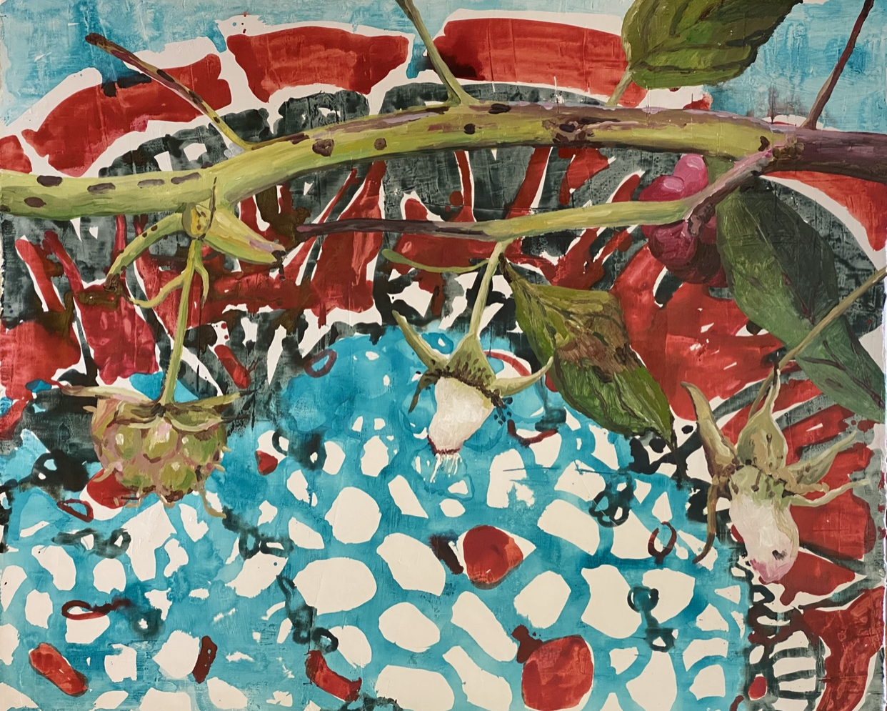 Robida, gips in akril na platnu, 120 x 100 cm, 2021