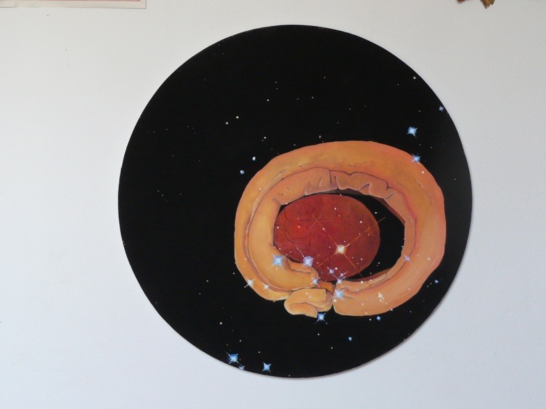 Acacia cyclops/Red nebula (2014)
gvaš na platnu, premer - 50 cm