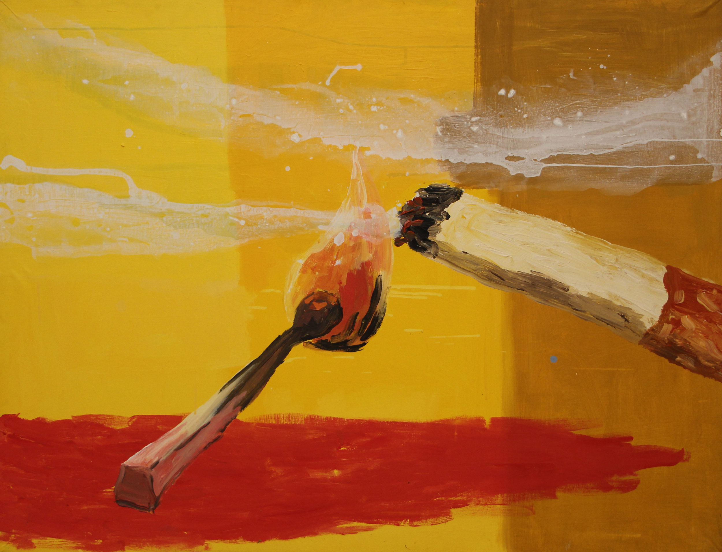 Vžigalica in cigaret, acrylic on canvas, 130x100 cm, 2010
