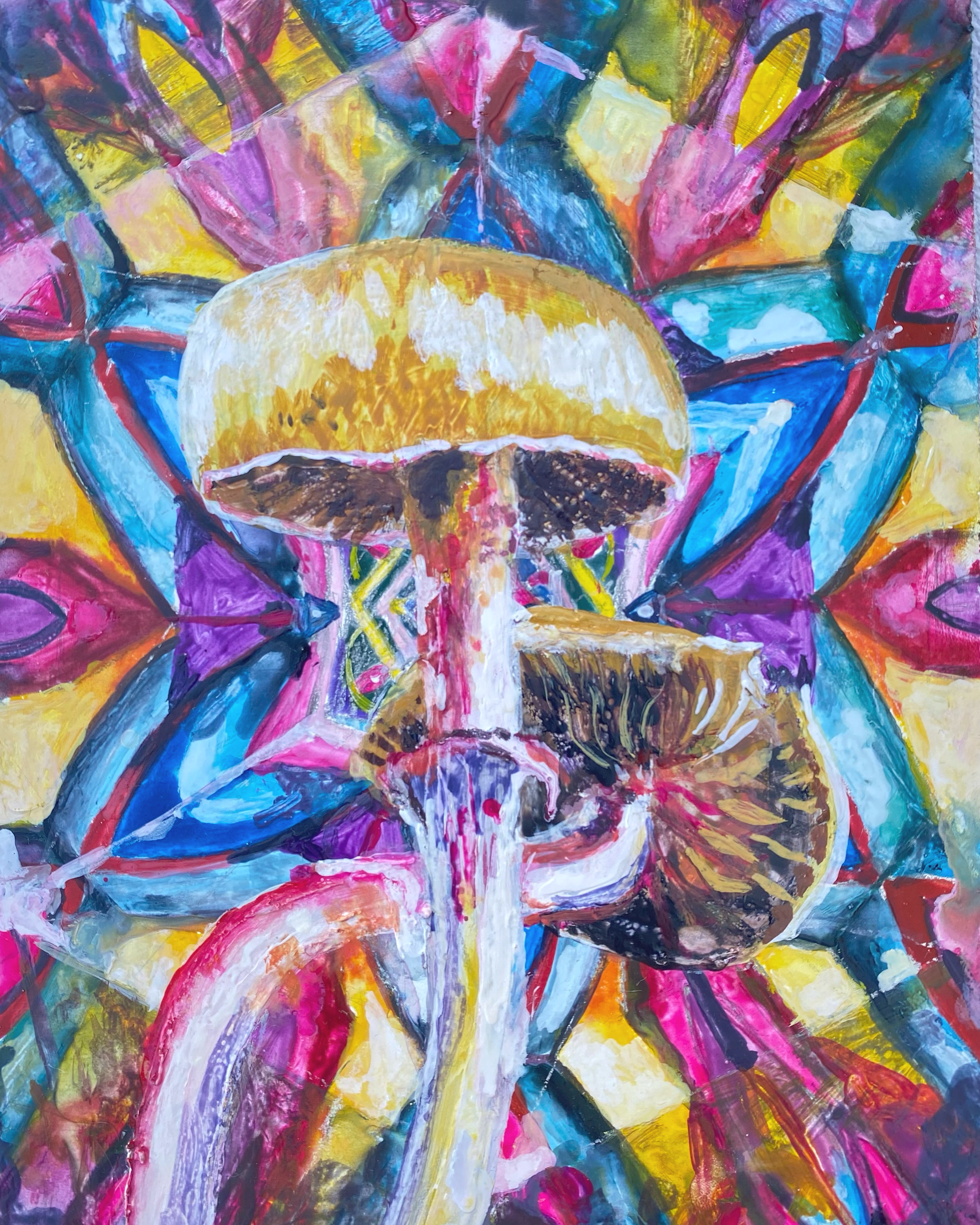 Psilocybin mushroom, 16 x 22 cm, mixed tehnique, 2023