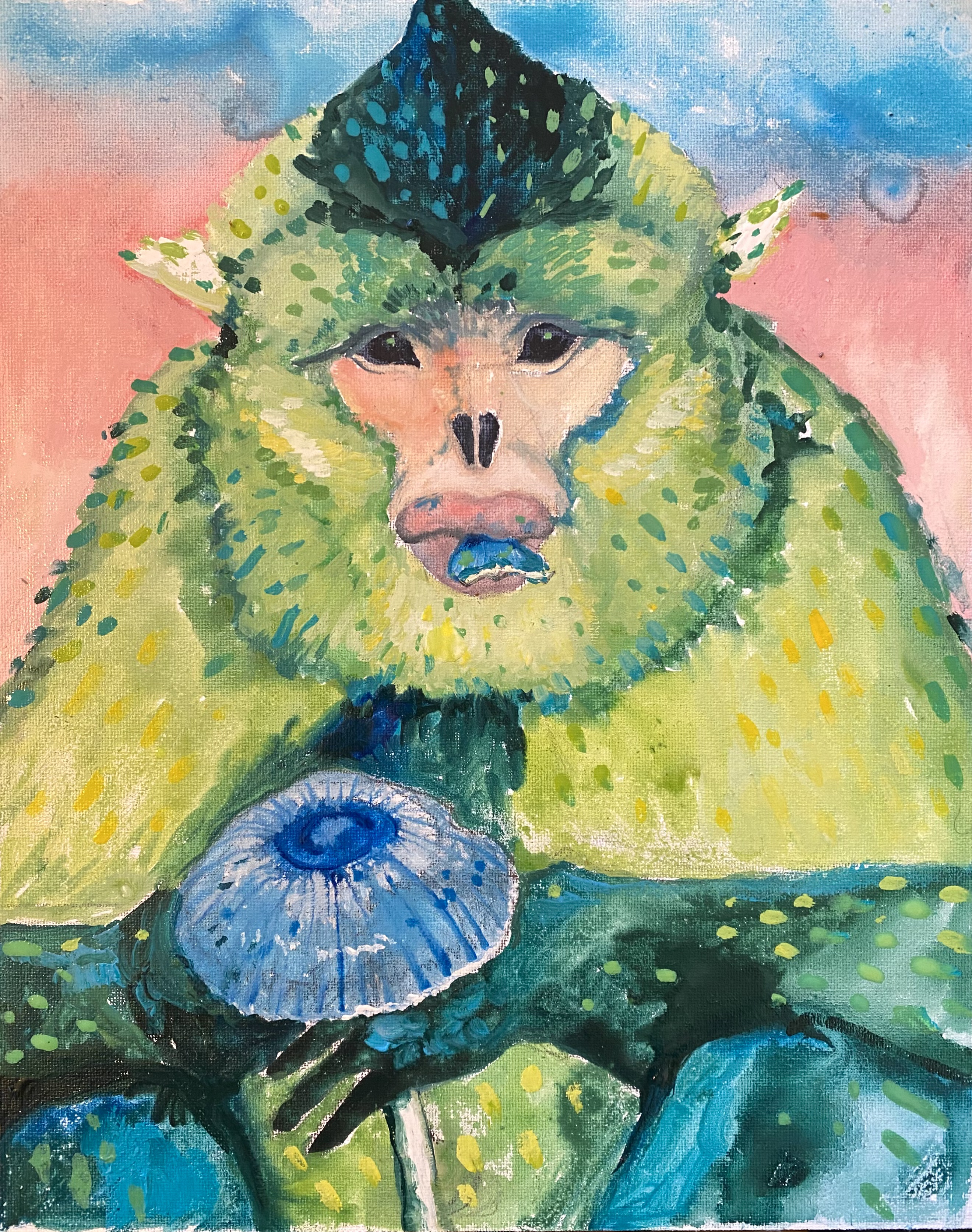 Mushroom, the food of gods, 20 x 25 cm, aquarell on wooden panel, 2023