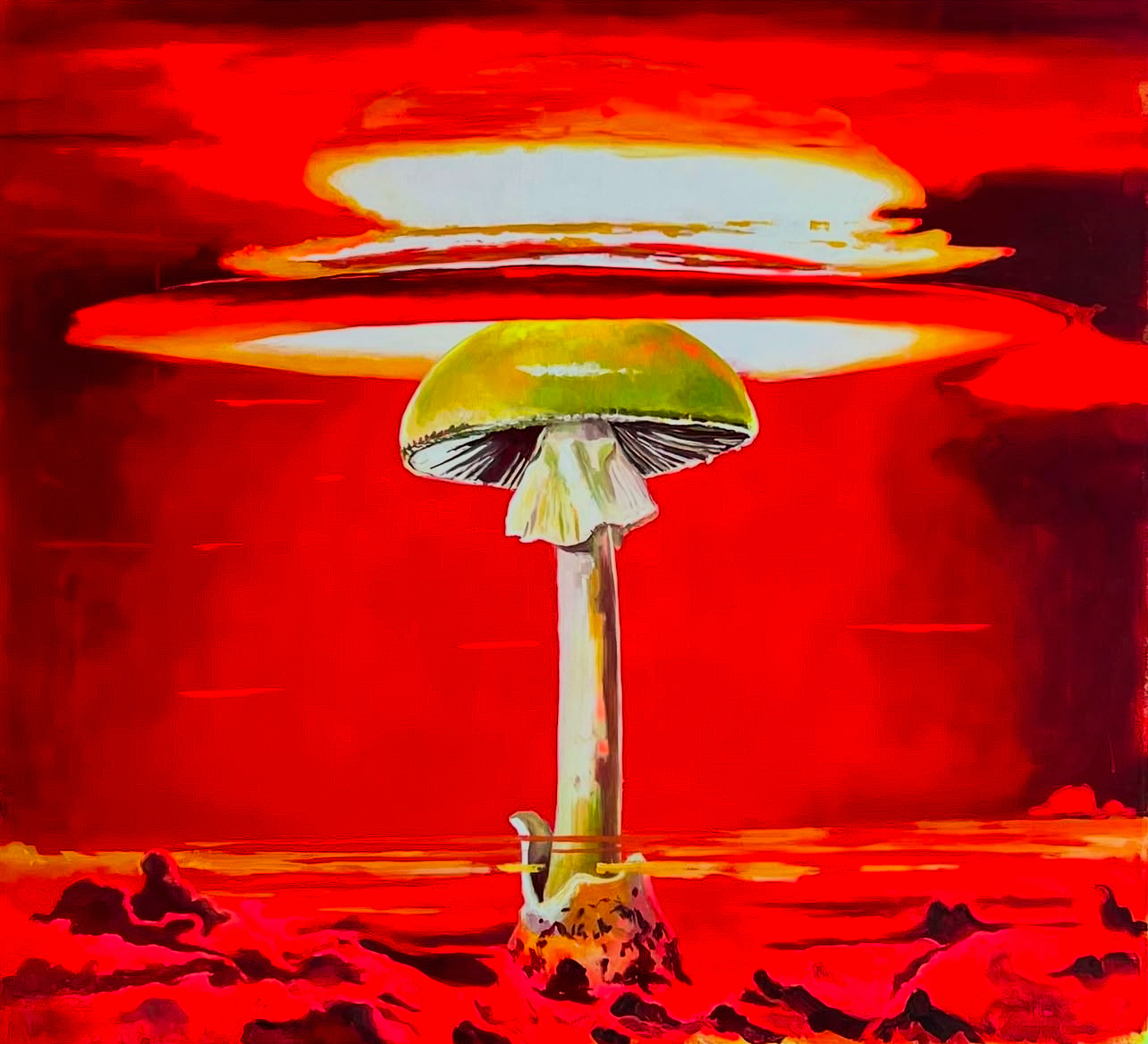 Castle Bravo, Zelena mušnica, 2024, akril, platno, 120 × 110 cm