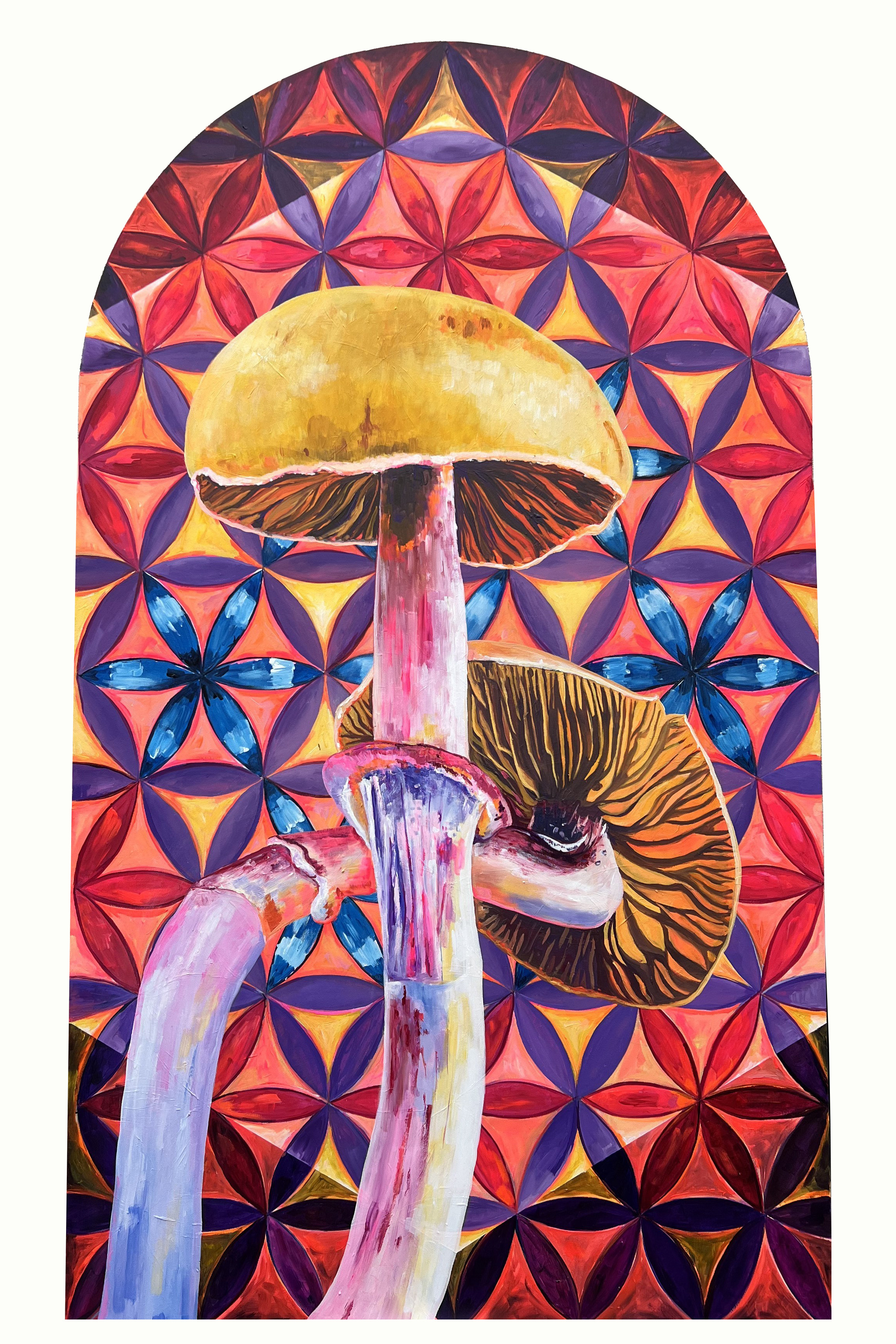 Halucinogena goba s psilocibinom, 2024, akril, platno, 168 × 99 cm