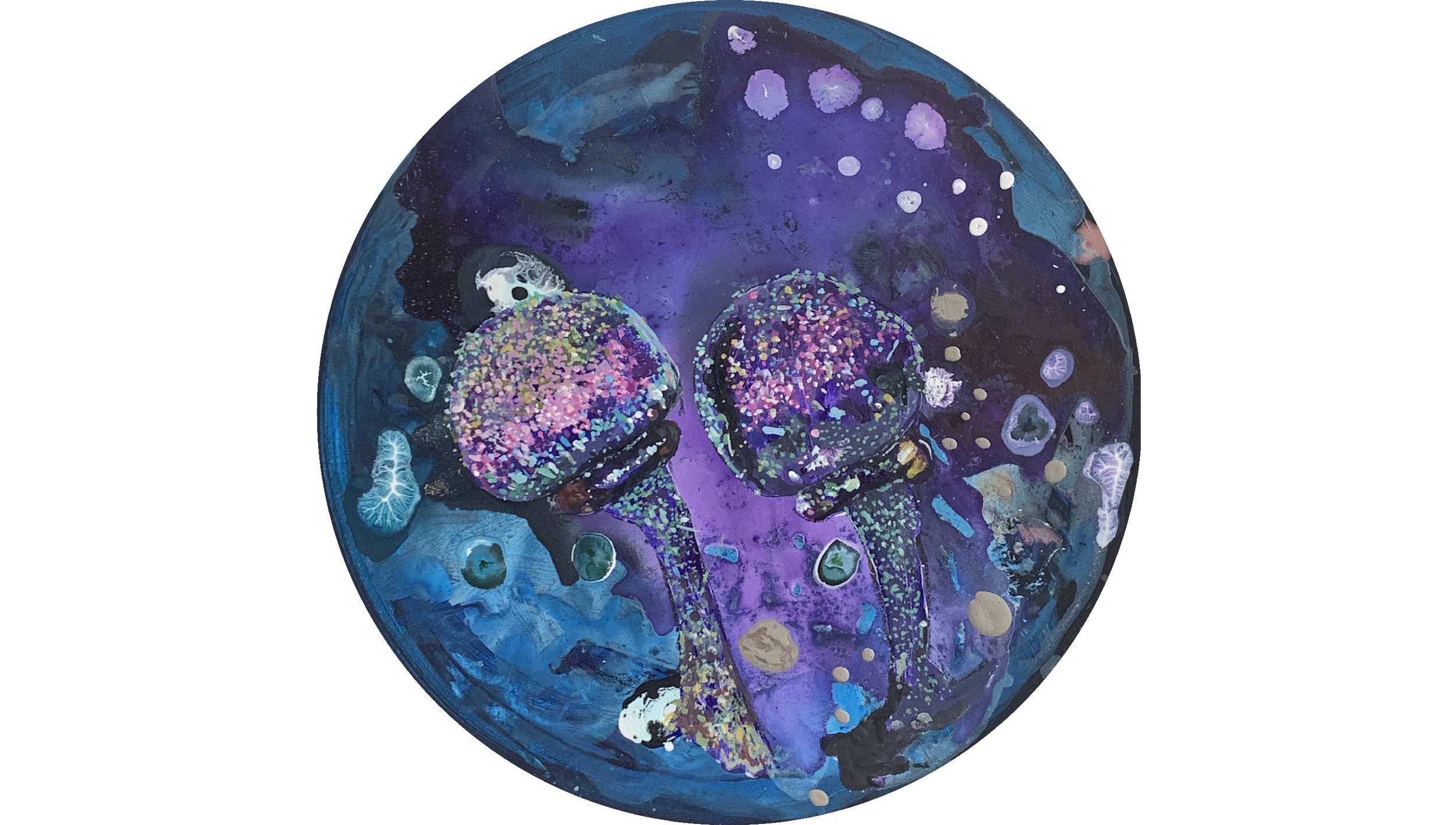 Elaeomyxa cerifera, bakterije zemlje, diam 25 cm, mešana tehnika, 2019